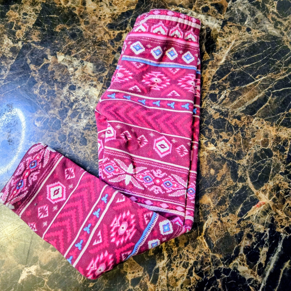 Stylish Pink and Blue Patterned Kids Leggings